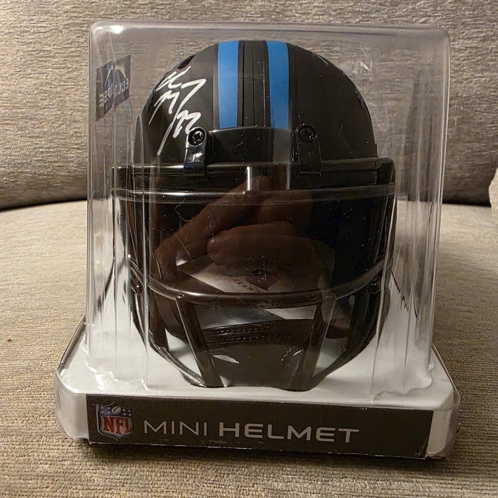 Carolina Panthers Autographed "McCaffery" Riddell Eclipse Alternate Mini Helmet